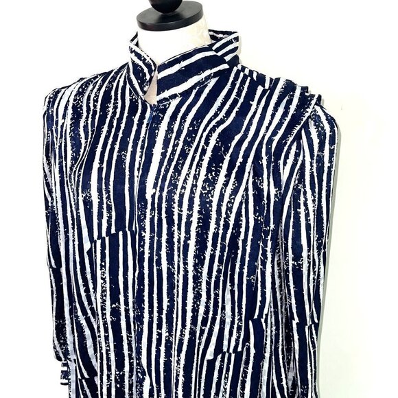 David Brown For Saks Fifth Avenue Hostess Dress Size Medium M Womens Blue White - Picture 6 of 16